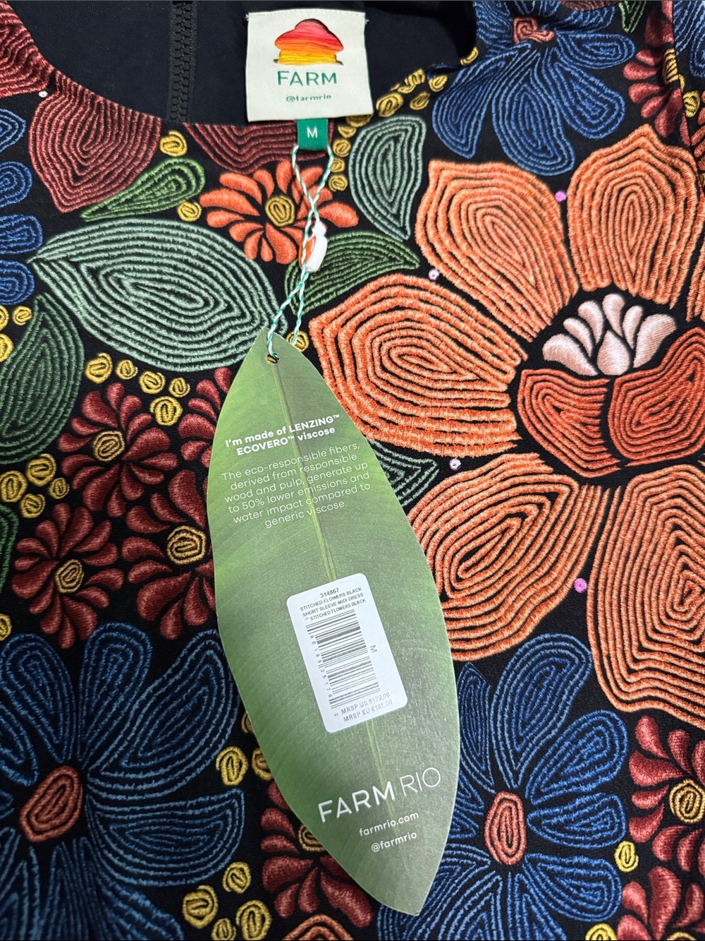 FARM Rio Floral Midi Dress in Orange, Blue & Green - Picture 3 of 5